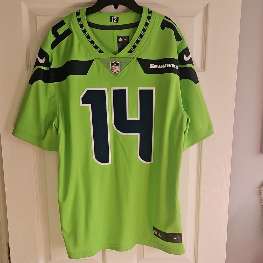 Nike NFL Seattle Seahawks DK Metcalf 14 Jersey, Neon Green, XL.